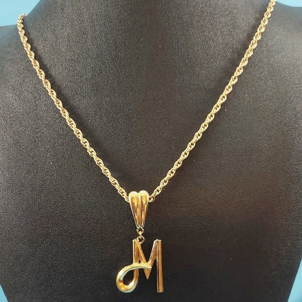 American Jewelry Chain Co. 30" 1/20-12K Gold Filled Chain w/ Initial "M" Pendant